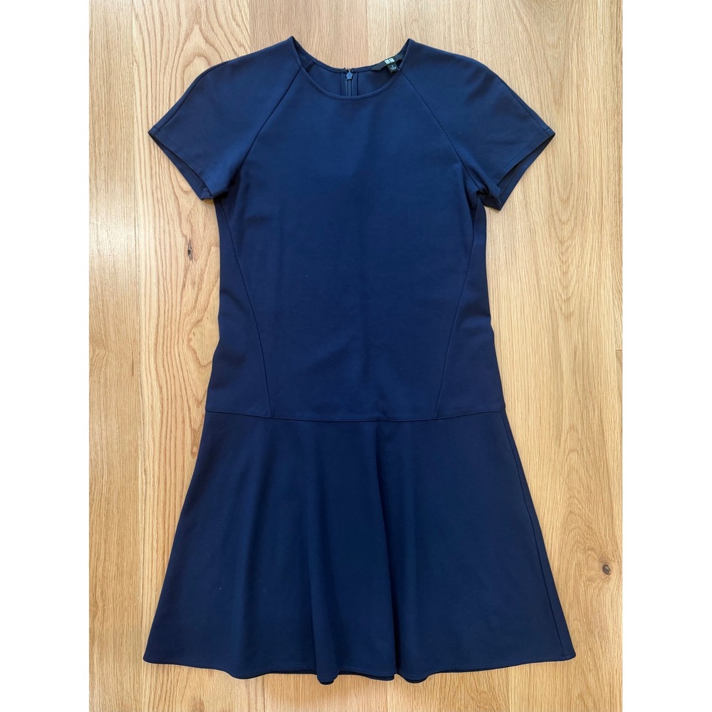 Uniqlo Women's Ponte Knit Fit & Flare Cap Sleeve Mini Dress Navy Sz SM